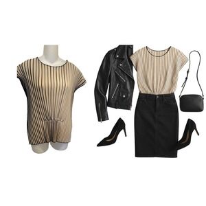 NWOT Zara Accordion  Pleated Tunic Top‎ Ivory Sleeveless Greek goddess sz US M/L